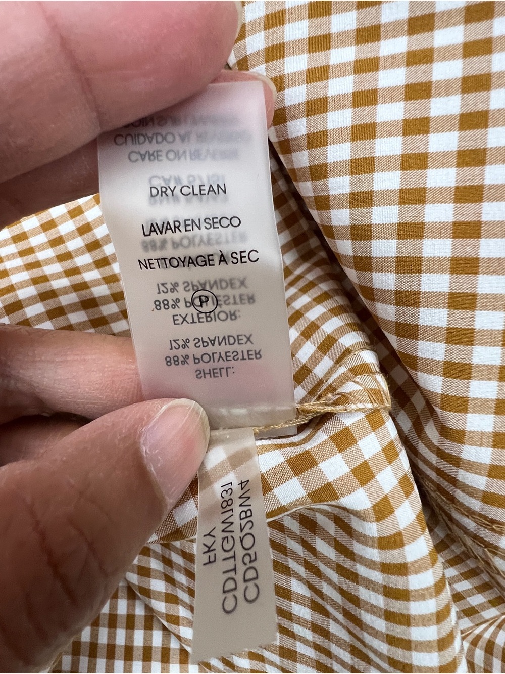 Calvin Klein Gingham Check Belted Shirtdress Size 4 Brown White - Picture 11 of 11